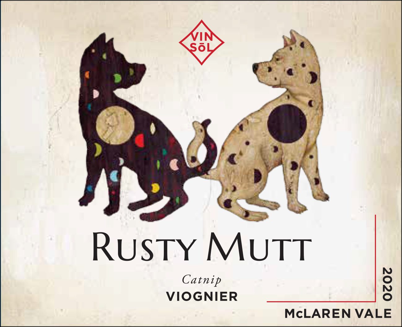2020 Viognier flat front 2020 Rusty Mutt Viognier front label